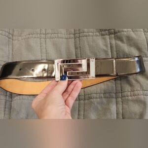 Versace Patent Leather Belt with Mirrored Buckle Size 80!